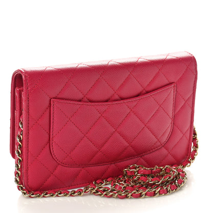 Chanel Caviar Quilted Wallet on Chain WOC Dark Pink 3 of 11