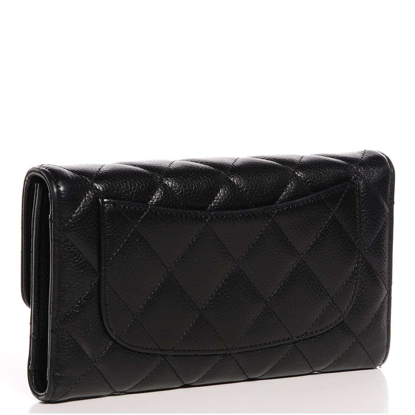 Caviar Quilted Large Flap Wallet Black
