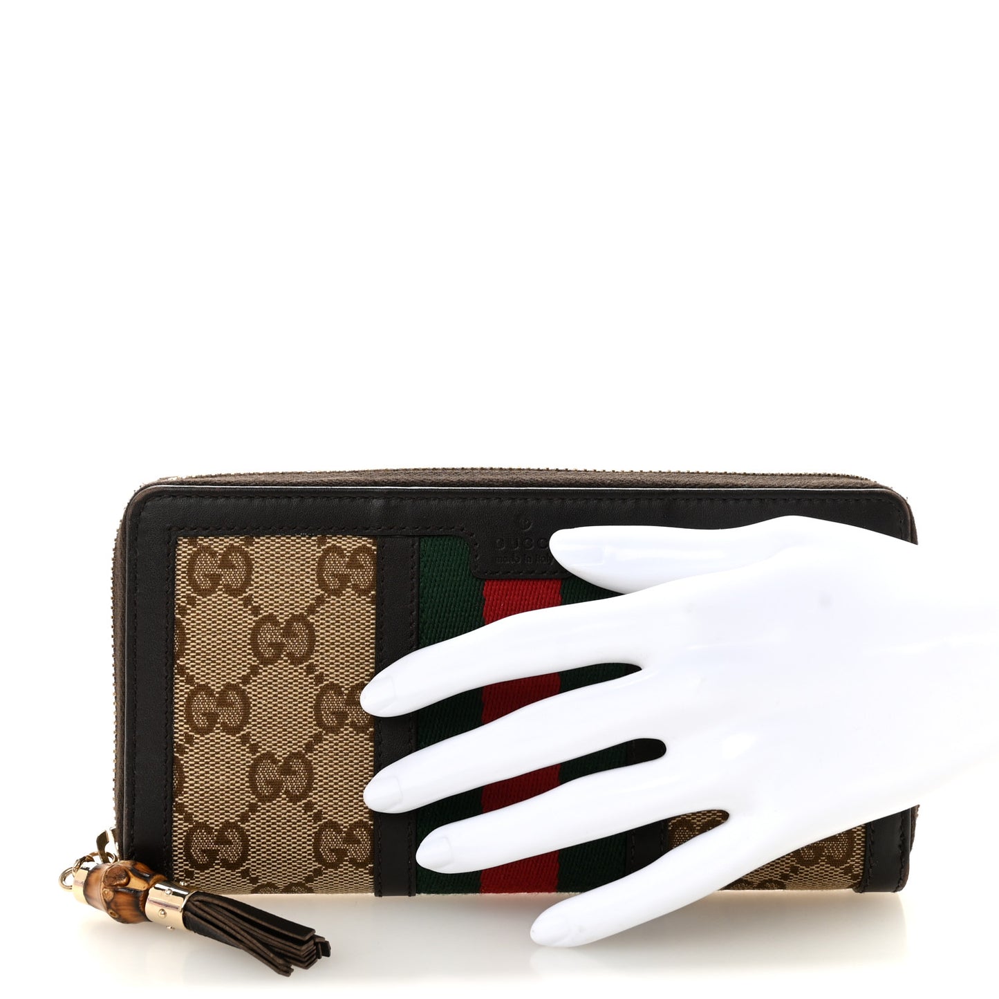 Monogram Web Rania Zip Around Wallet Beige Ebony Coco