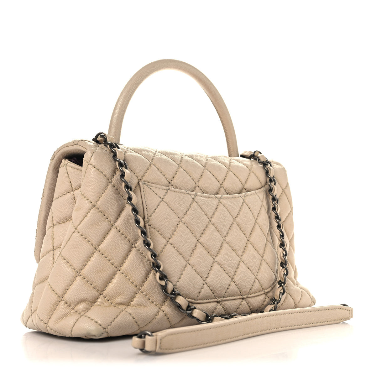 Chanel Caviar Quilted Small Coco Handle Flap Light Beige 2 of 9
