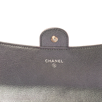 Chanel Iridescent Goatskin Quilted Large Flap Wallet Purple 6 of 8