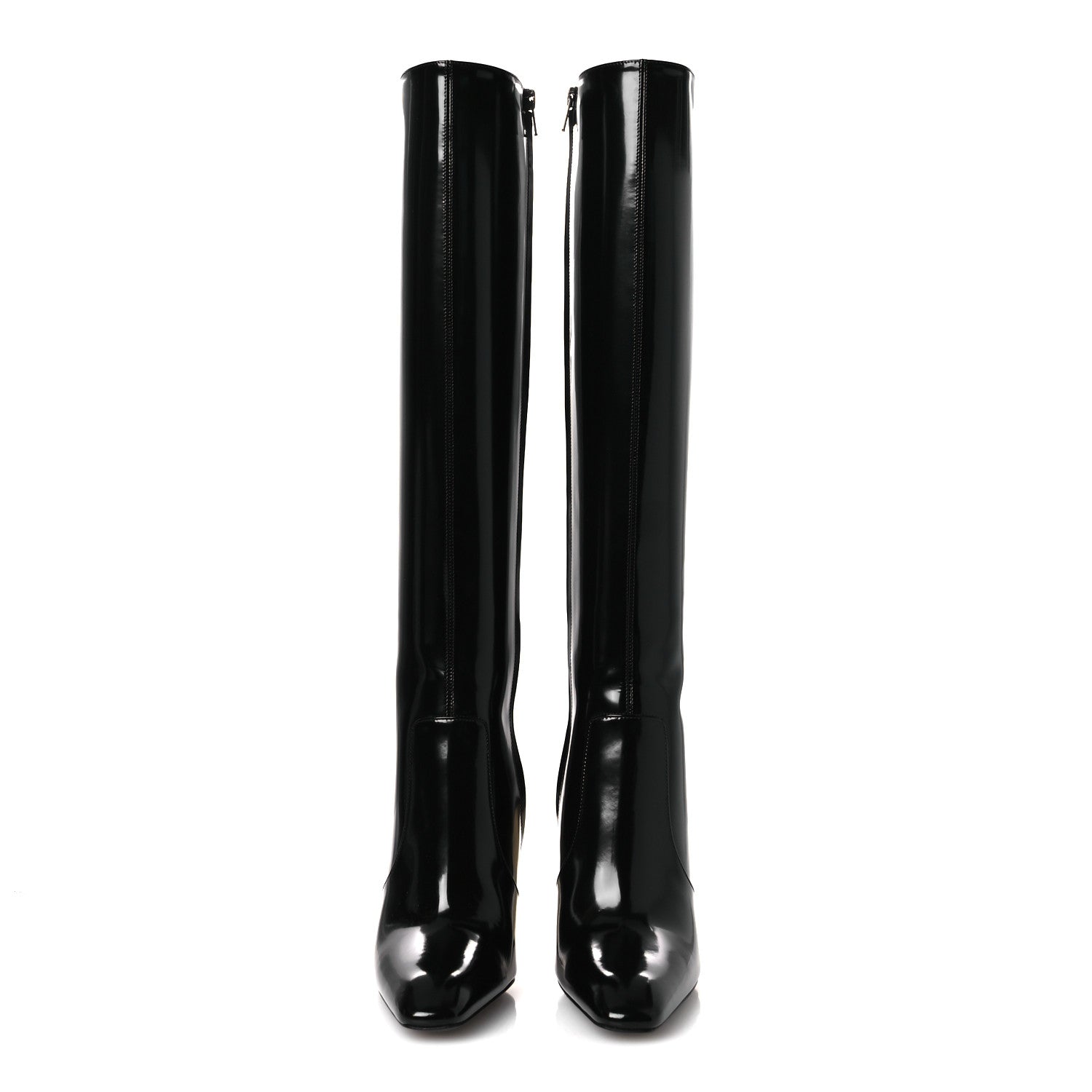 Saint Laurent Vitello Marilyn Auteuil 105 Knee High Zip Boots 38.5 Black 3 of 10