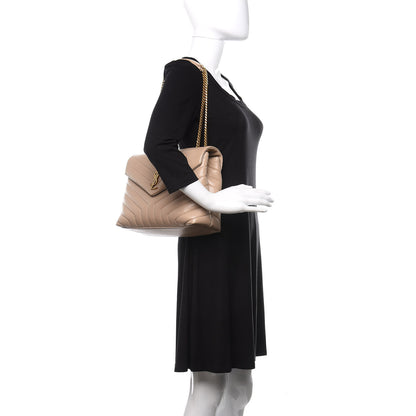 Saint Laurent Calfskin Y Quilted Monogram Medium Loulou Chain Satchel Nude Powder 2 of 11