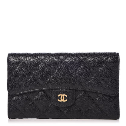 Chanel Caviar Quilted Long Flap Wallet Black 1 of 9