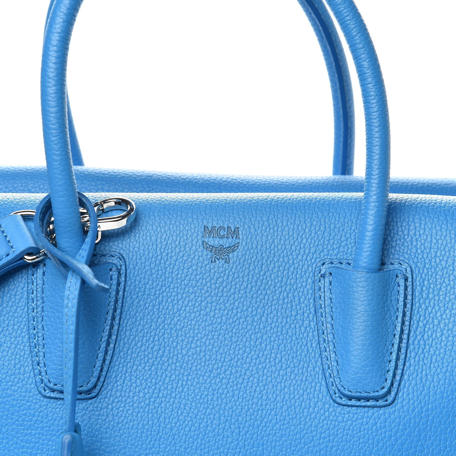 MCM Grained Calfskin Medium Milla Tote Tile Blue 10 of 10