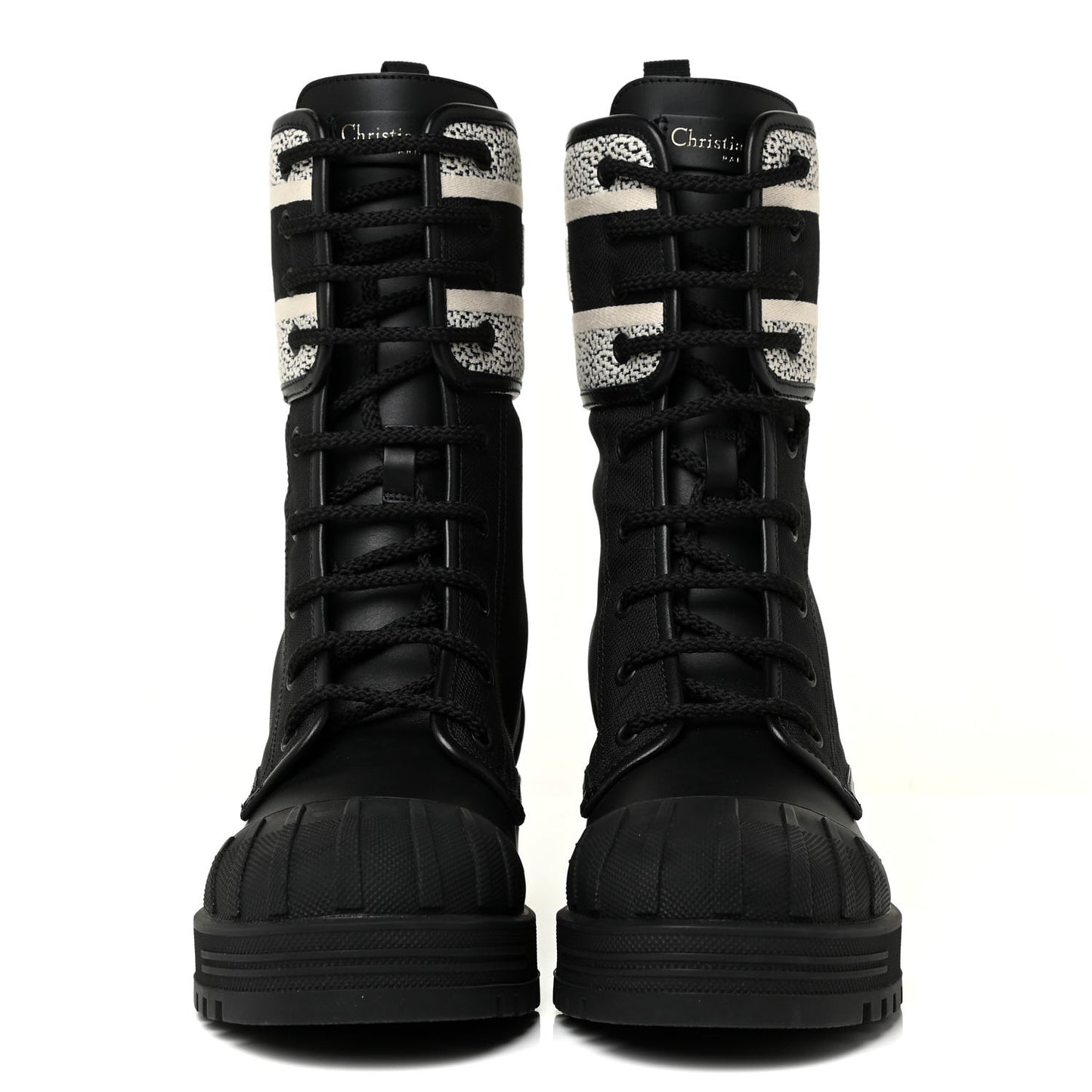 Calfskin Technical Fabric D-Major Ankle Boots 37 Black White