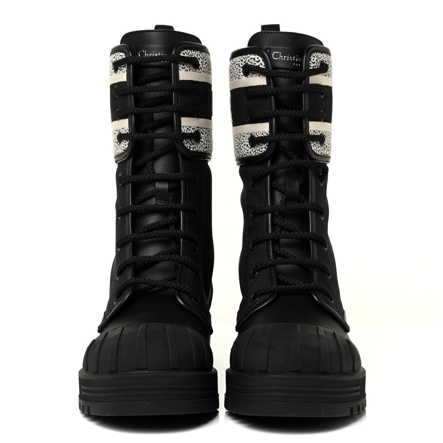 Christian Dior Calfskin Technical Fabric D-Major Ankle Boots 37 Black White 2 of 12