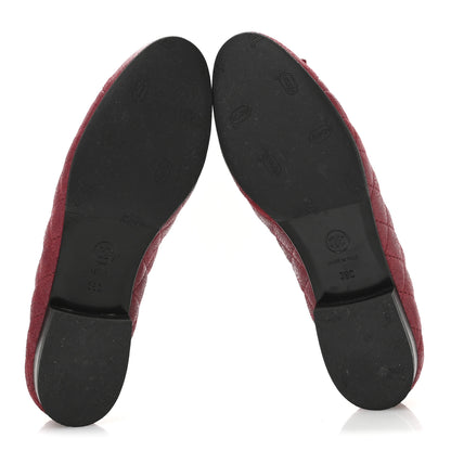 Chanel Suede Calfskin Quilted Cap Toe CC Ballerina Flats 38 Red 6 of 8