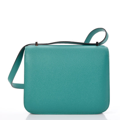 Hermes Epsom Enamel Constance 18 Bleu Paon Menthe 4 of 17