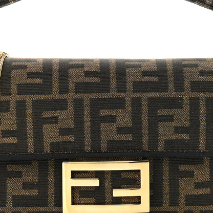 Fendi Fabric Jacquard FF 1974 Mini Baguette Tobacco Moro Black 7 of 9