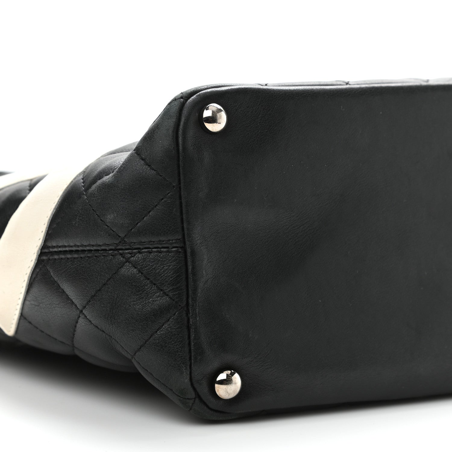 Chanel Calfskin Quilted Medium Cambon Tote Black White 9 of 12