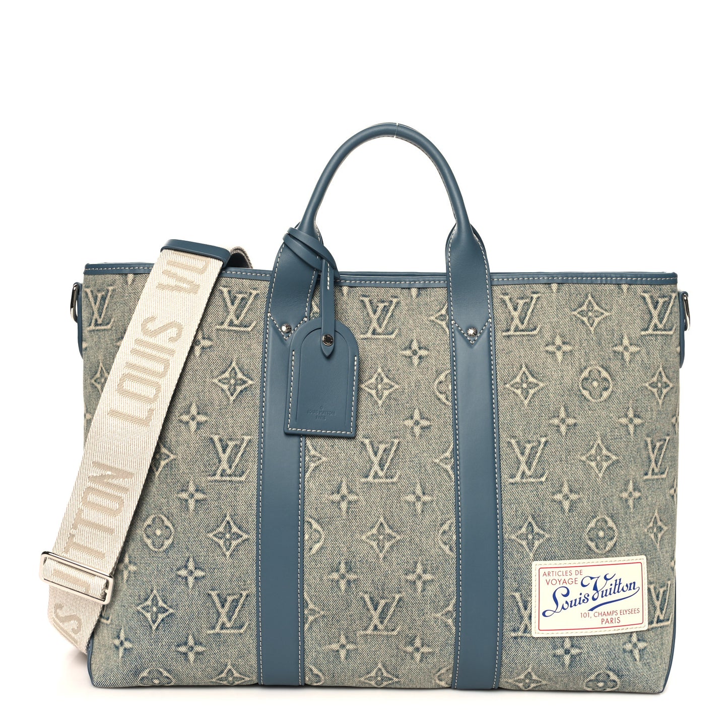 Monogram Washed Denim Weekend Tote NM Blue