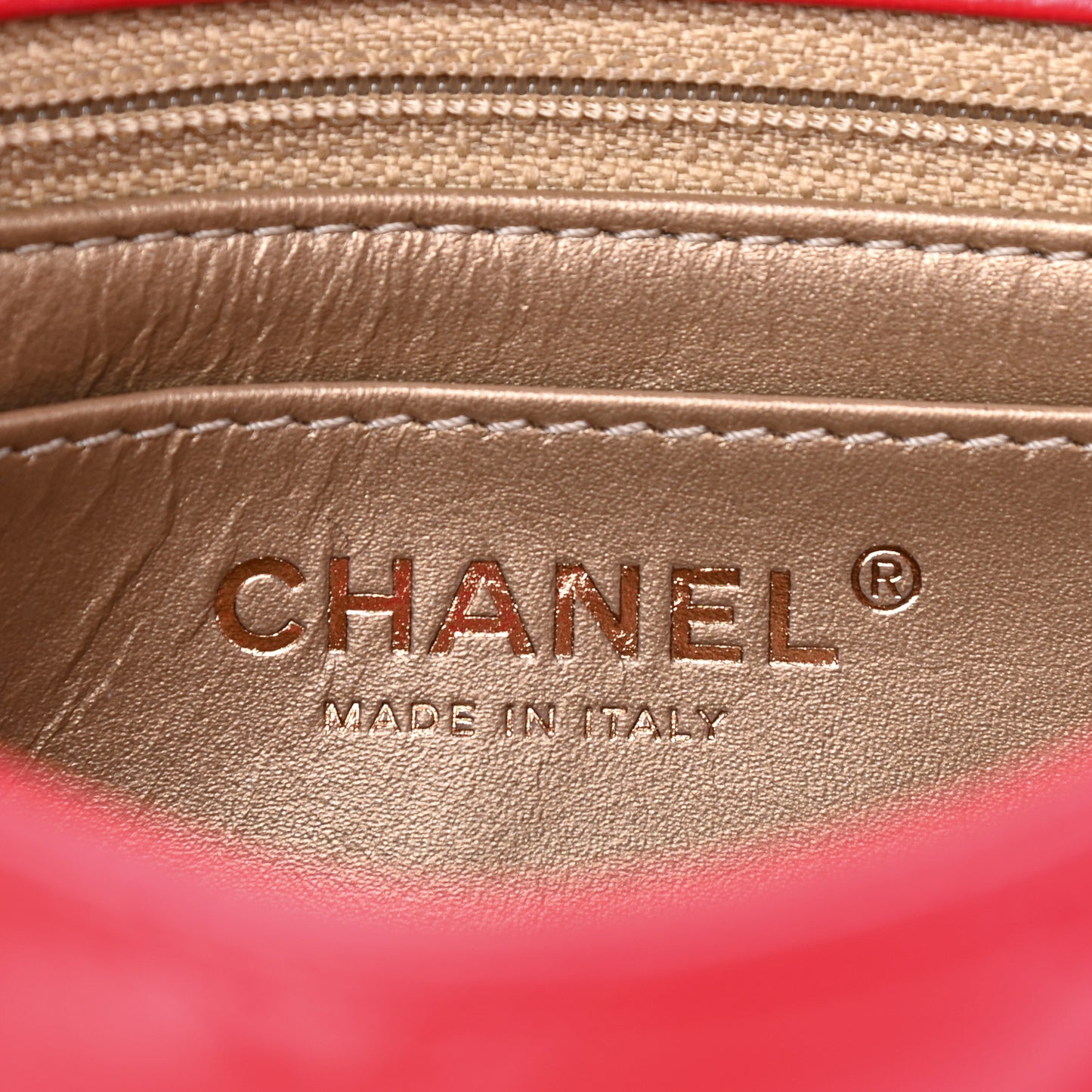 Lambskin Quilted Mini Pearl Crush Flap Red