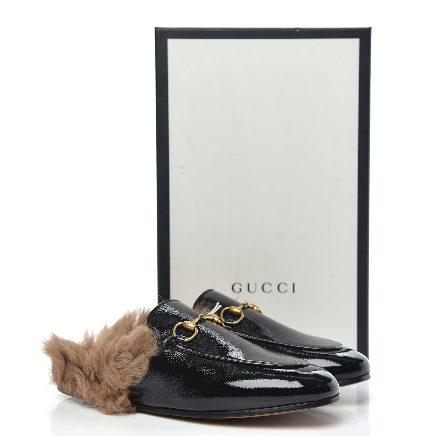 Gucci Patent Fur Womens Princetown Slippers 37.5 Black 8 of 8