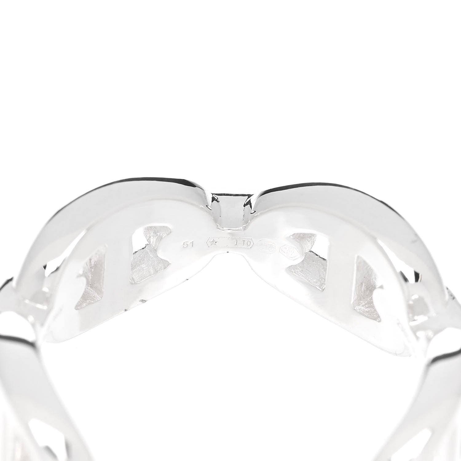 Hermes Sterling Silver PM Chaine d'Ancre Enchainee Band Ring 51 5.75 6 of 9