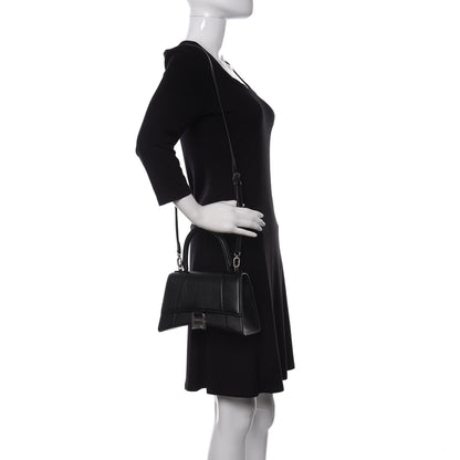 Balenciaga Grained Calfskin Small Hourglass Top Handle Bag Black 2 of 11