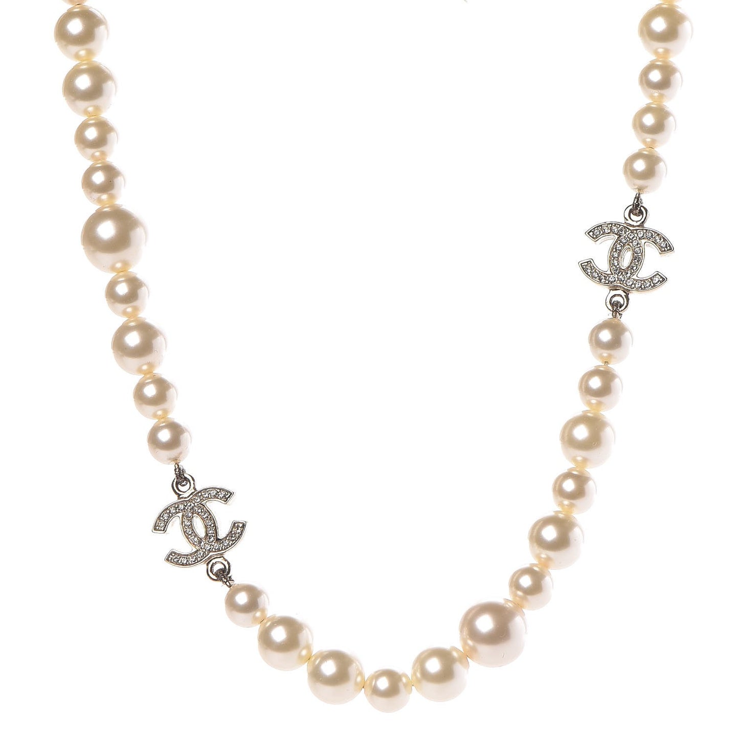 Crystal Pearl CC Short Necklace Gold