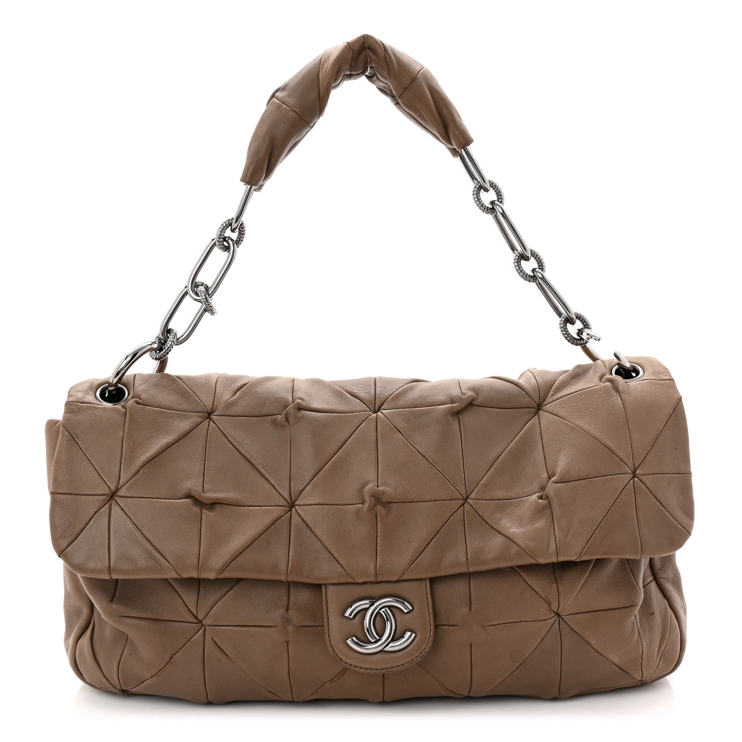 Chanel Lambskin Quilted Jumbo Origami Soft Squares Flap Khaki 1 of 11