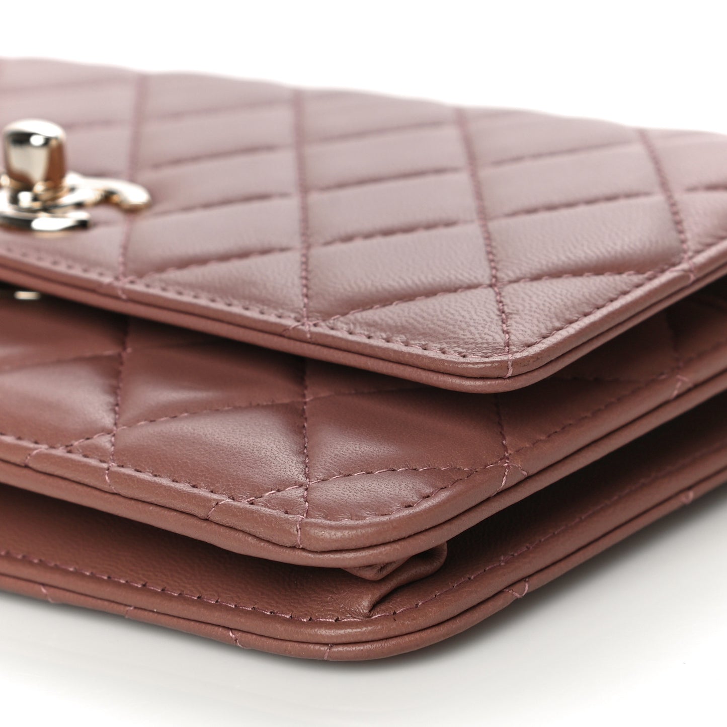 Lambskin Quilted Trendy CC Wallet On Chain WOC Nude