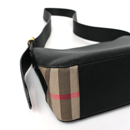 Burberry Soft Grain Calfskin House Check Small Helmsley Crossbody Black 7 of 9