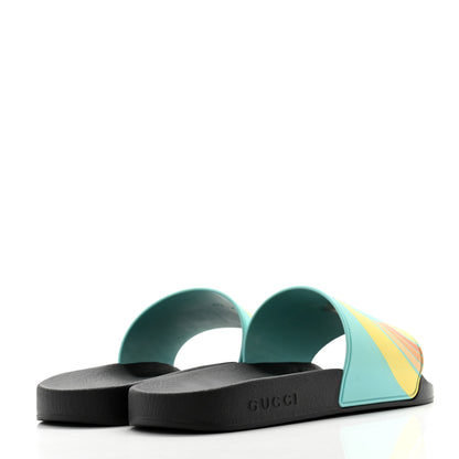 Gucci Rubber GG Rainbow Mens Pursuit Pool Slide Sandals 8 Aquamarine 4 of 9