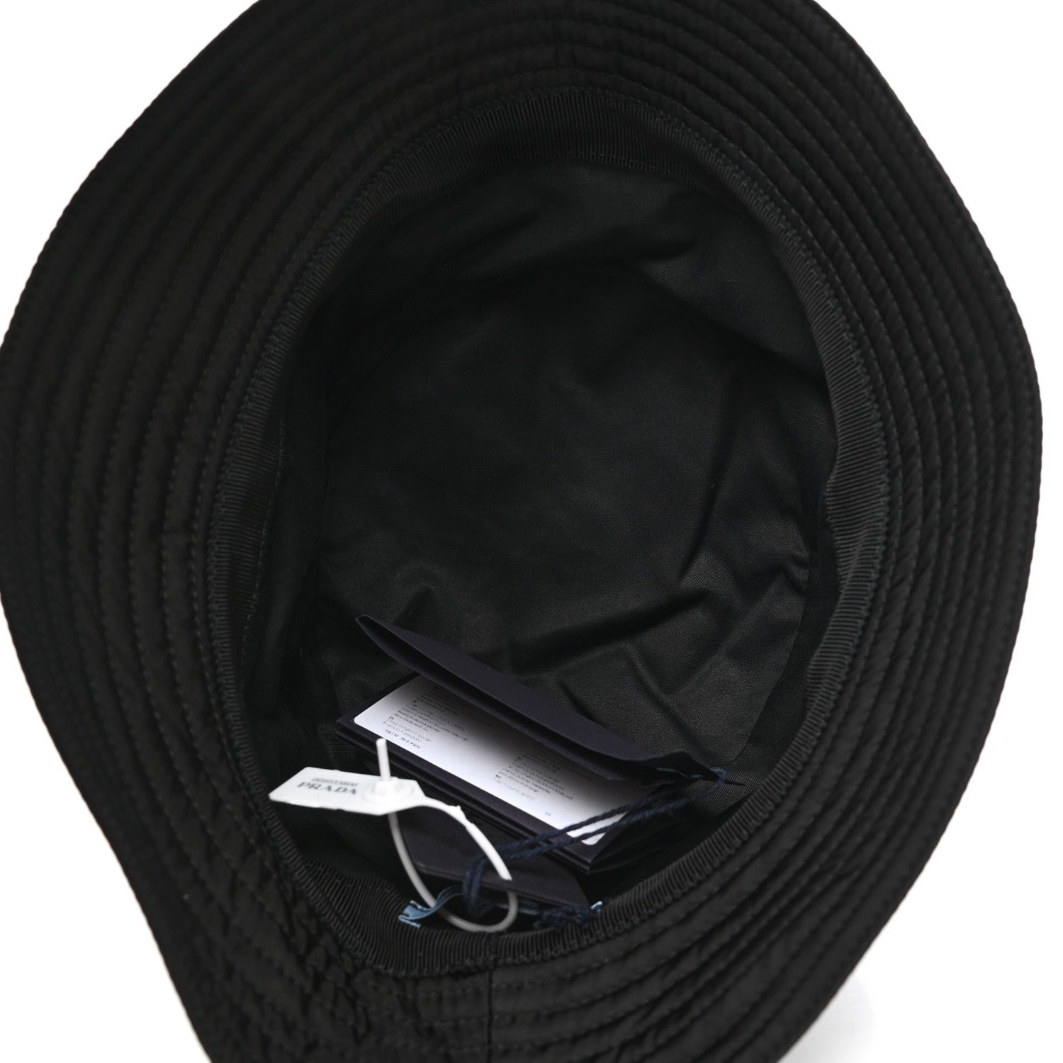 Prada Re-Nylon Metal Triangle Logo Womens Bucket Hat M Black 7 of 8