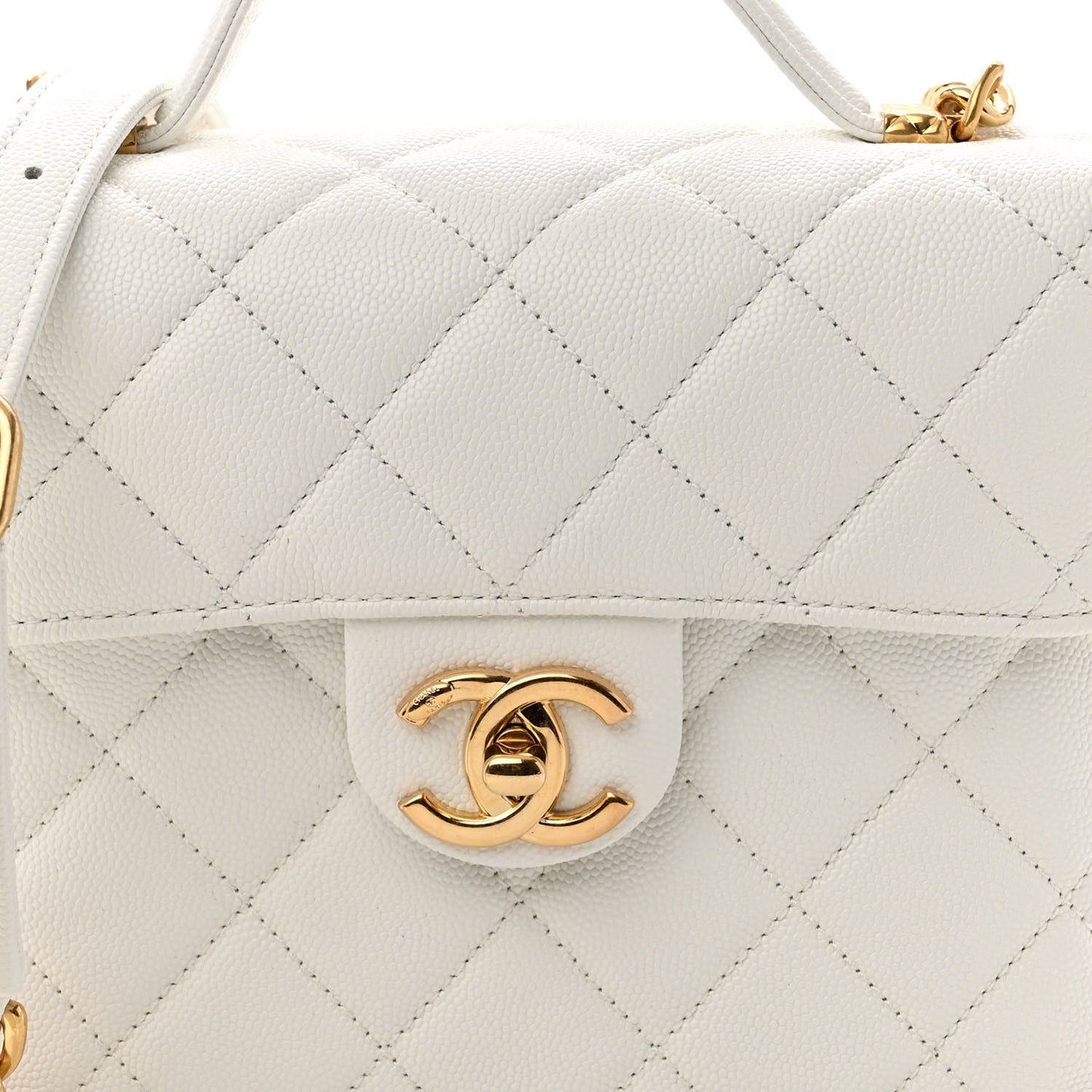 Caviar Quilted Handy Box Vanity Case White