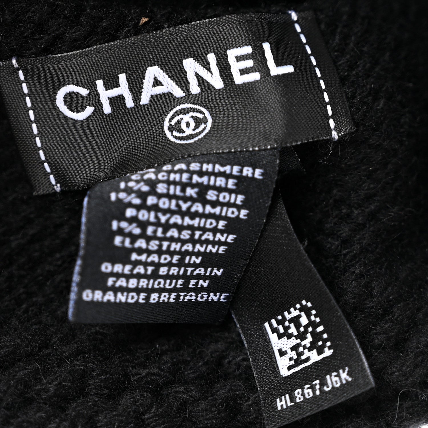 Chanel Cashmere CC Logo Beanie Hat Black 5 of 6