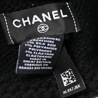 Chanel Cashmere CC Logo Beanie Hat Black 5 of 6