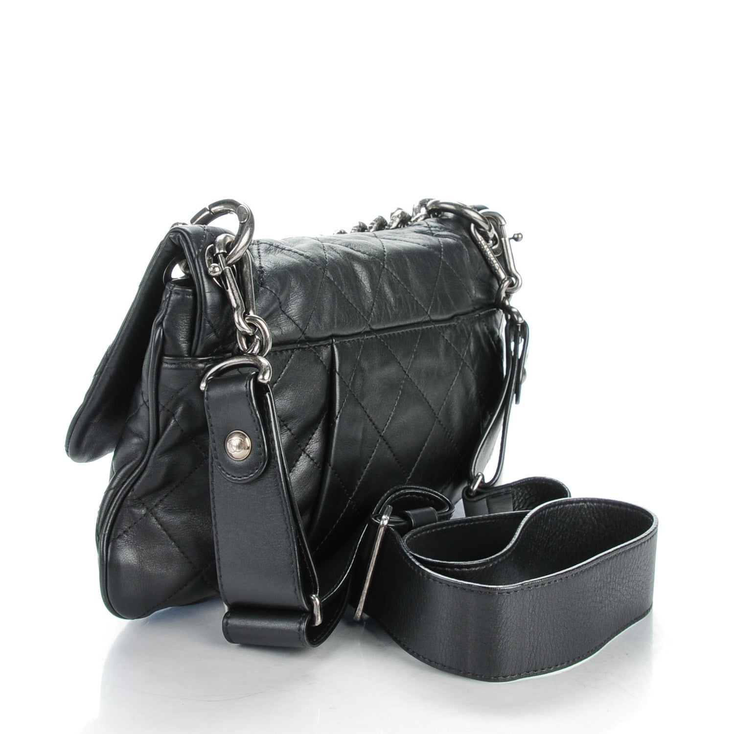 Chanel Calfskin Coco Pleats Messenger Flap Black 3 of 8