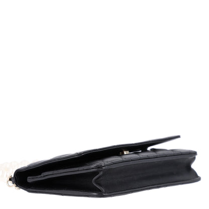 Chanel Lambskin Quilted Pearl Wallet On Chain WOC Black 4 of 11