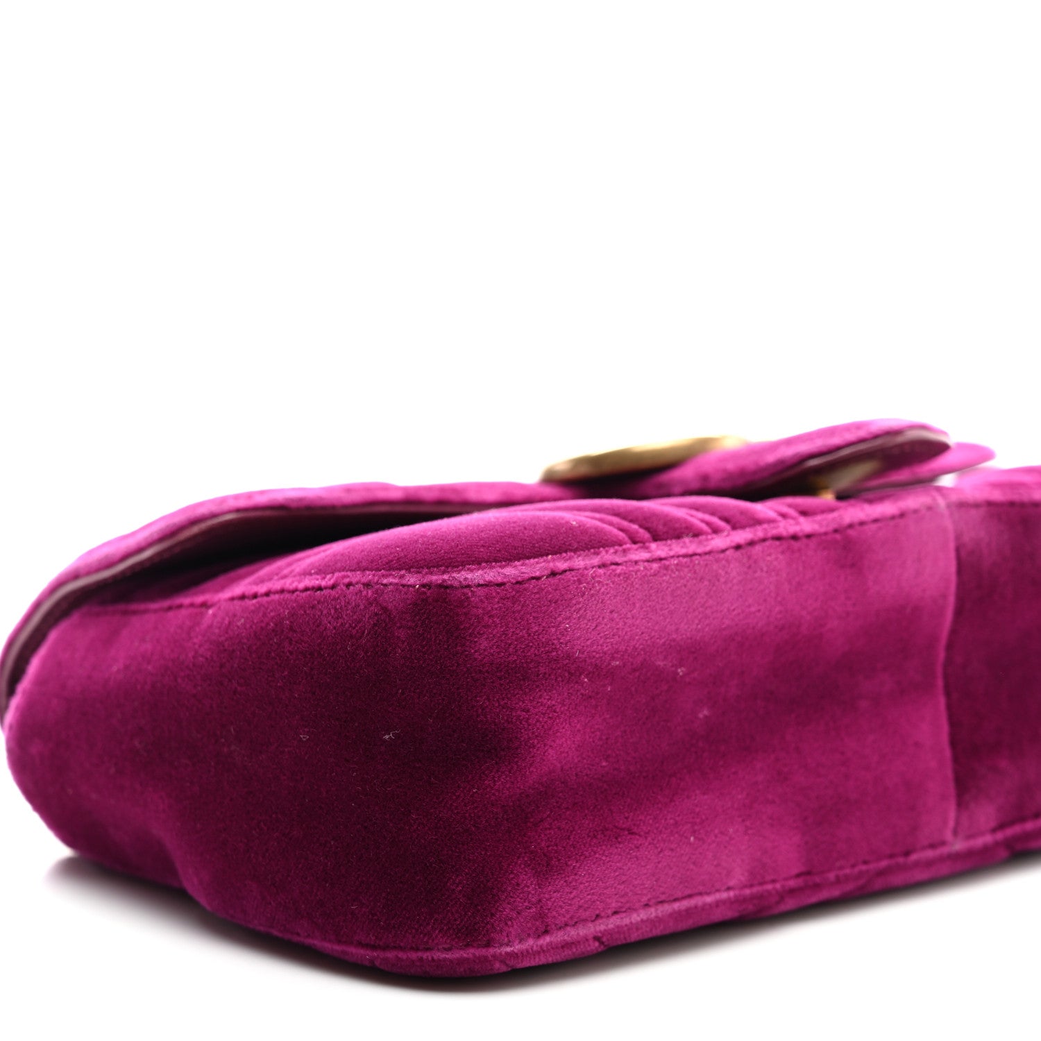 Gucci Velvet Matelasse Mini GG Marmont Shoulder Bag Fuchsia Violet Cyclamen 9 of 10