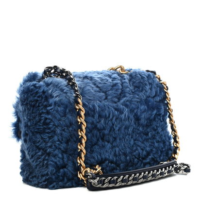 Chanel Shearling Sheepskin Large Chanel 19 Flap Blue 3 of 9