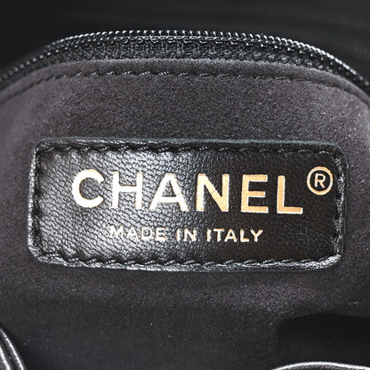 Chanel Calfskin Stitched Small Paris Rome Drawstring CC Bag Black 6 of 10