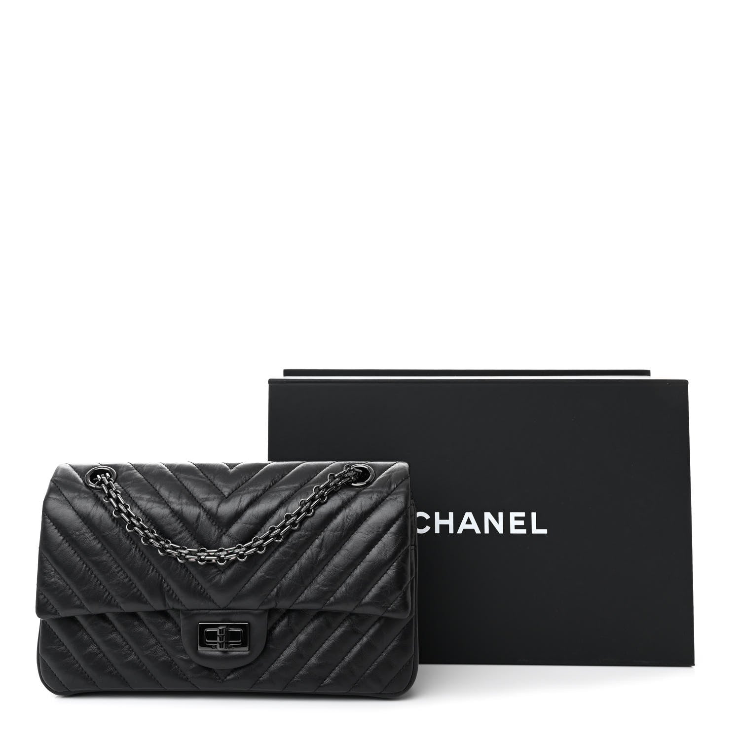 Chanel Aged Calfskin Chevron Quilted 2.55 Reissue 225 Flap So Black 11 of 11