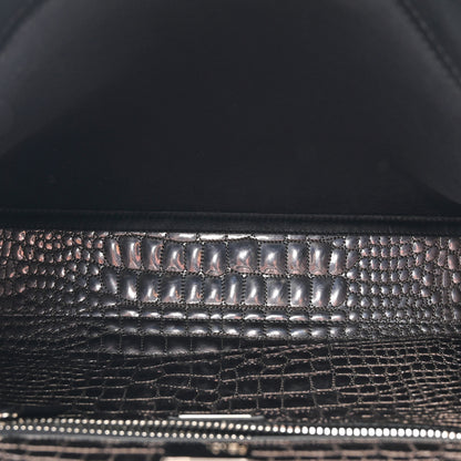 Fendi Vitello Dolce Marmol Patent Crocodile Trapuntata Large Peekaboo Iconic Satchel Black Fumo 6 of 15