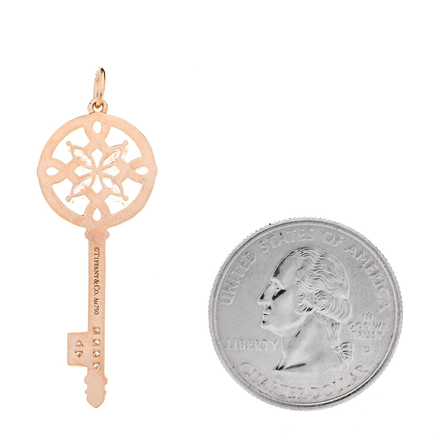 18K Rose Gold Diamond Victoria Round Key Pendant
