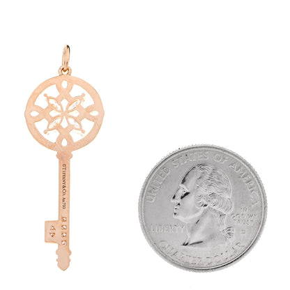 Tiffany 18K Rose Gold Diamond Victoria Round Key Pendant 2 of 4
