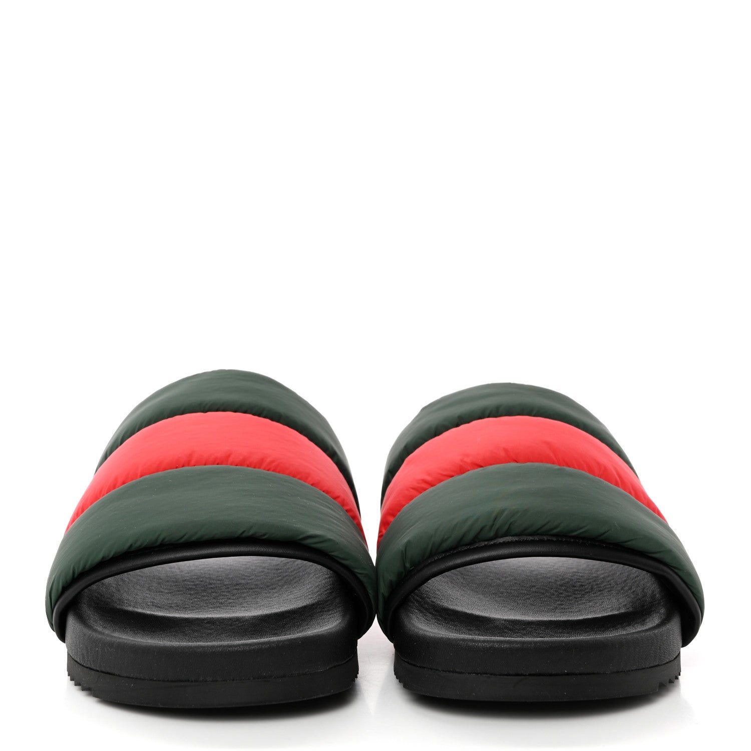 Gucci Nylon Web Womens Slide Sandals 35 Black Green Red 2 of 8