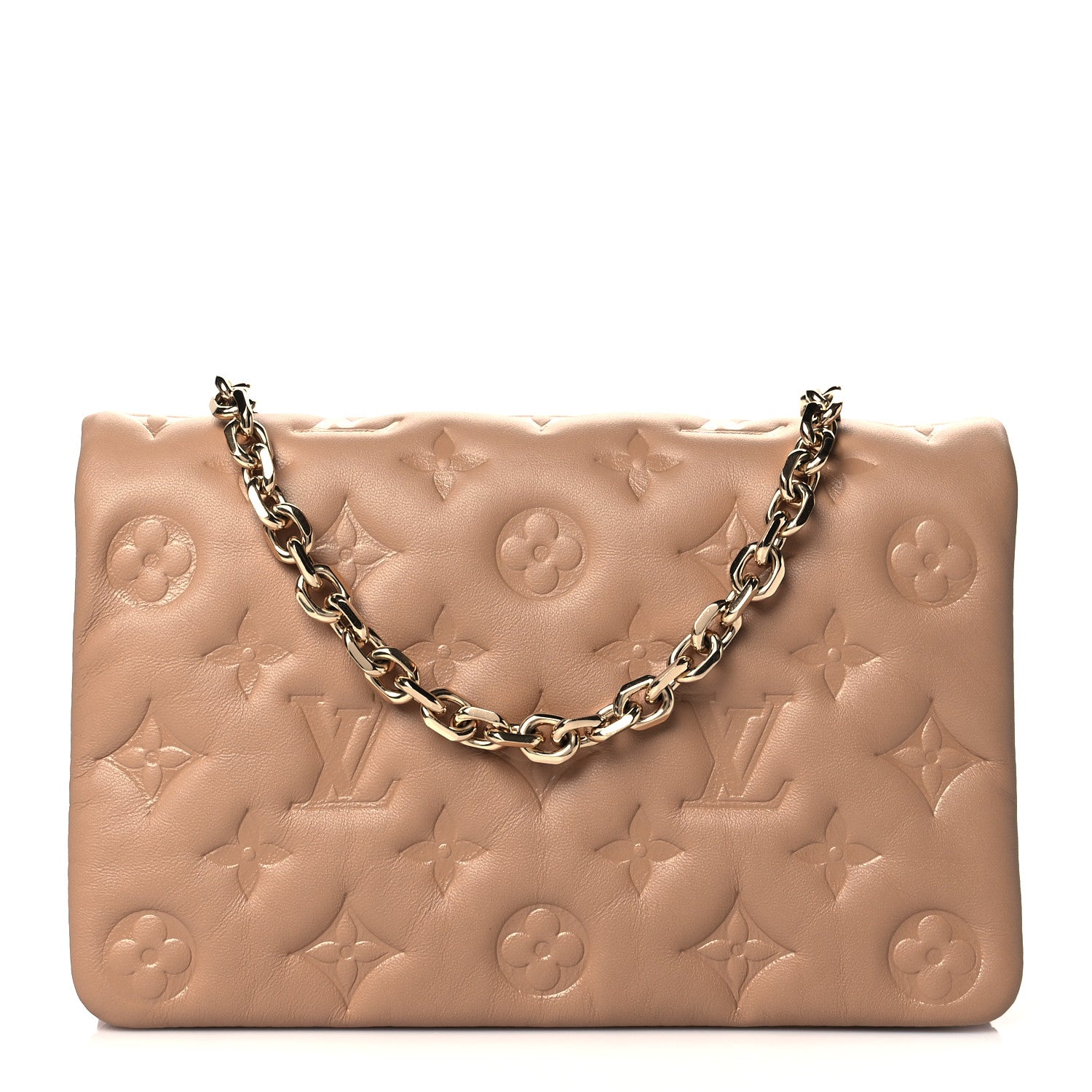 Louis Vuitton Lambskin Embossed Monogram Pochette Coussin Camel 1 of 9