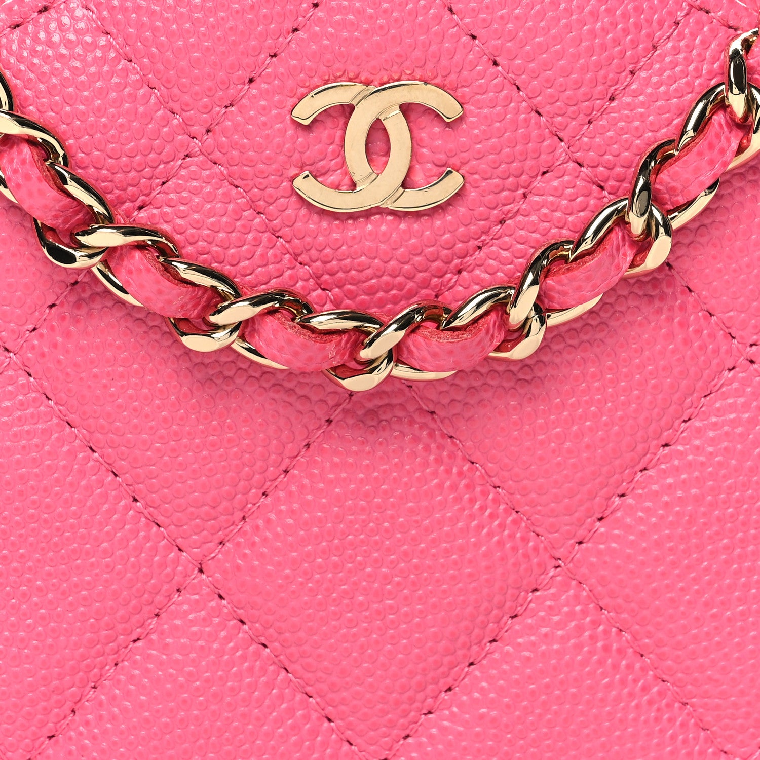 Chanel Caviar Quilted Round Clutch With Chain Pink 8 of 10