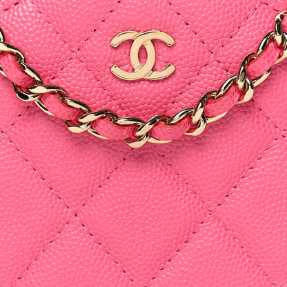 Chanel Caviar Quilted Round Clutch With Chain Pink 8 of 10
