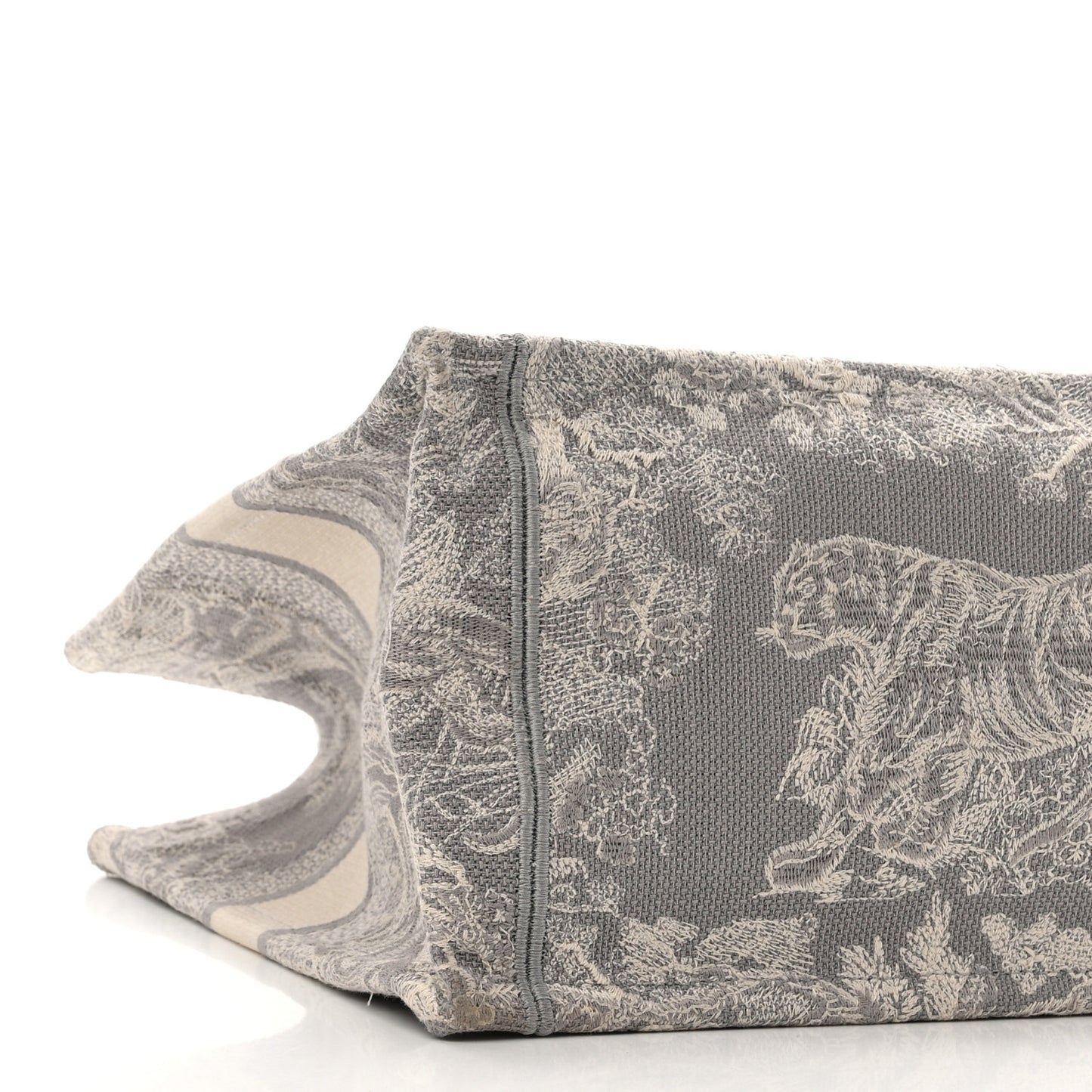 Canvas Embroidered Medium Dioriviera Toile De Jouy Reverse Book Tote Gray