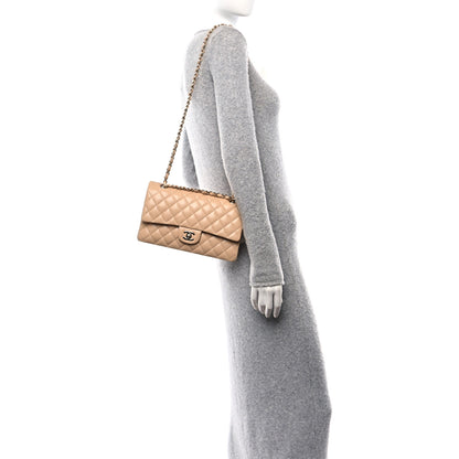 Chanel Caviar Quilted Medium Double Flap Light Beige 2 of 10
