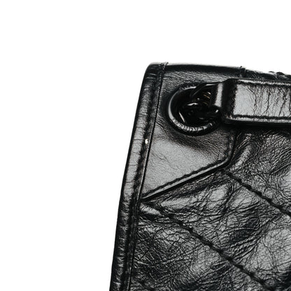 Saint Laurent Crinkled Calfskin Matelasse Monogram Medium Niki Chain Satchel Black 12 of 12