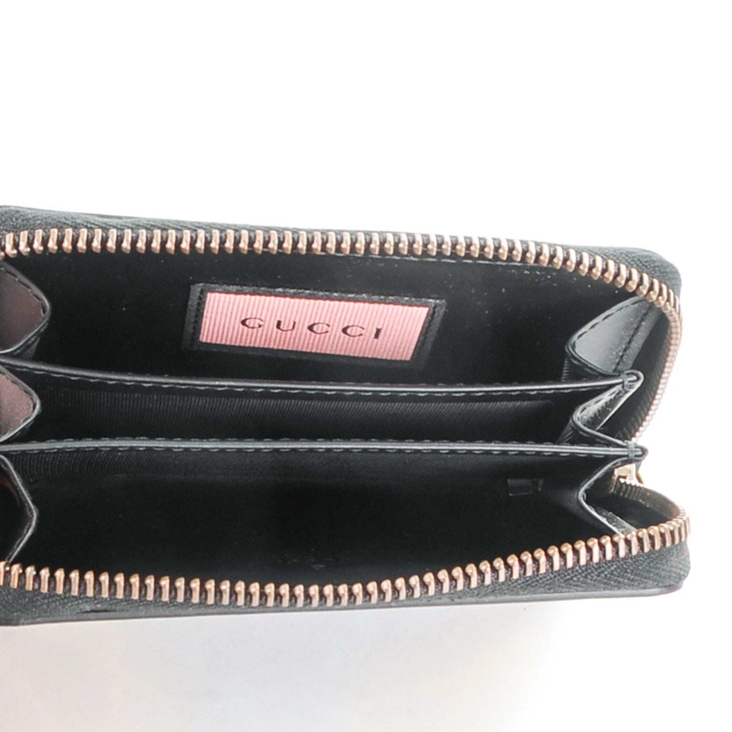 Gucci Calfskin GucciGhost Zip Around Card Case Black New Acquamarine 5 of 7