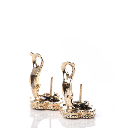 Van Cleef & Arpels 18K Yellow Gold Black Onyx Vintage Alhambra Earrings 3 of 5