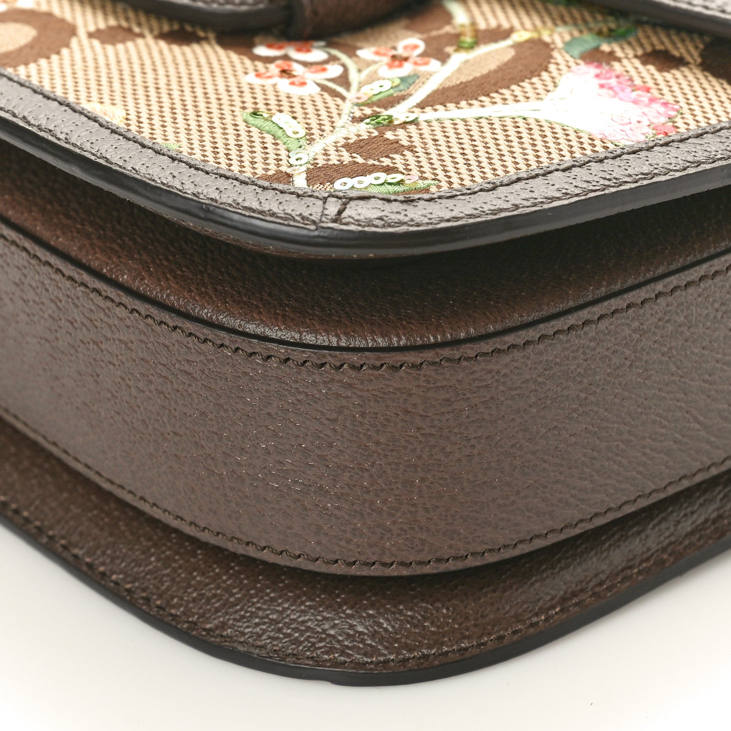 Gucci Monogram Jumbo GG Textured Dollar Calfskin Embroidered Horsebit 1955 Shoulder Bag Camel Ebony New Acero Multicolor 10 of 10
