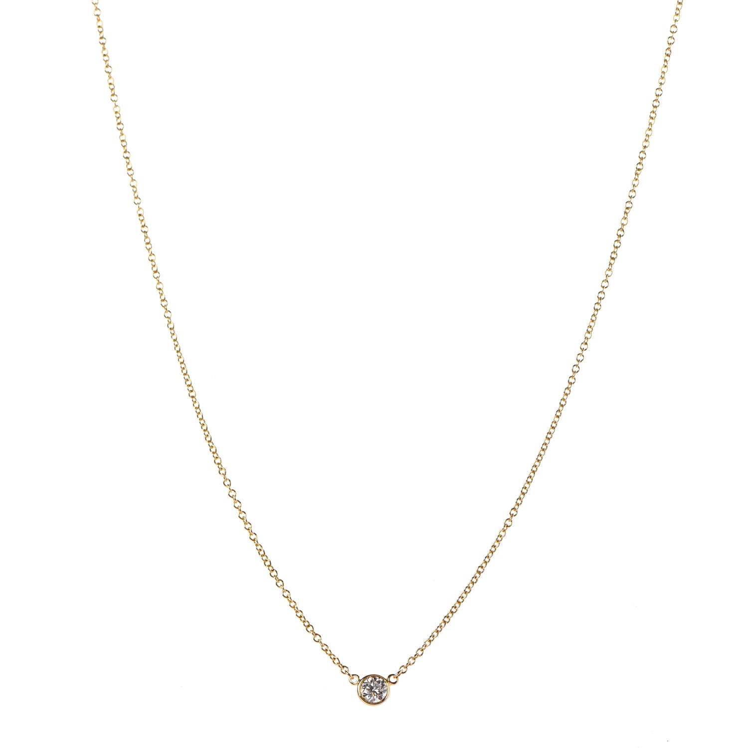 Tiffany 18K Yellow Gold Diamond .17ct Elsa Peretti Diamonds by the Yard Pendant Necklace 1 of 6