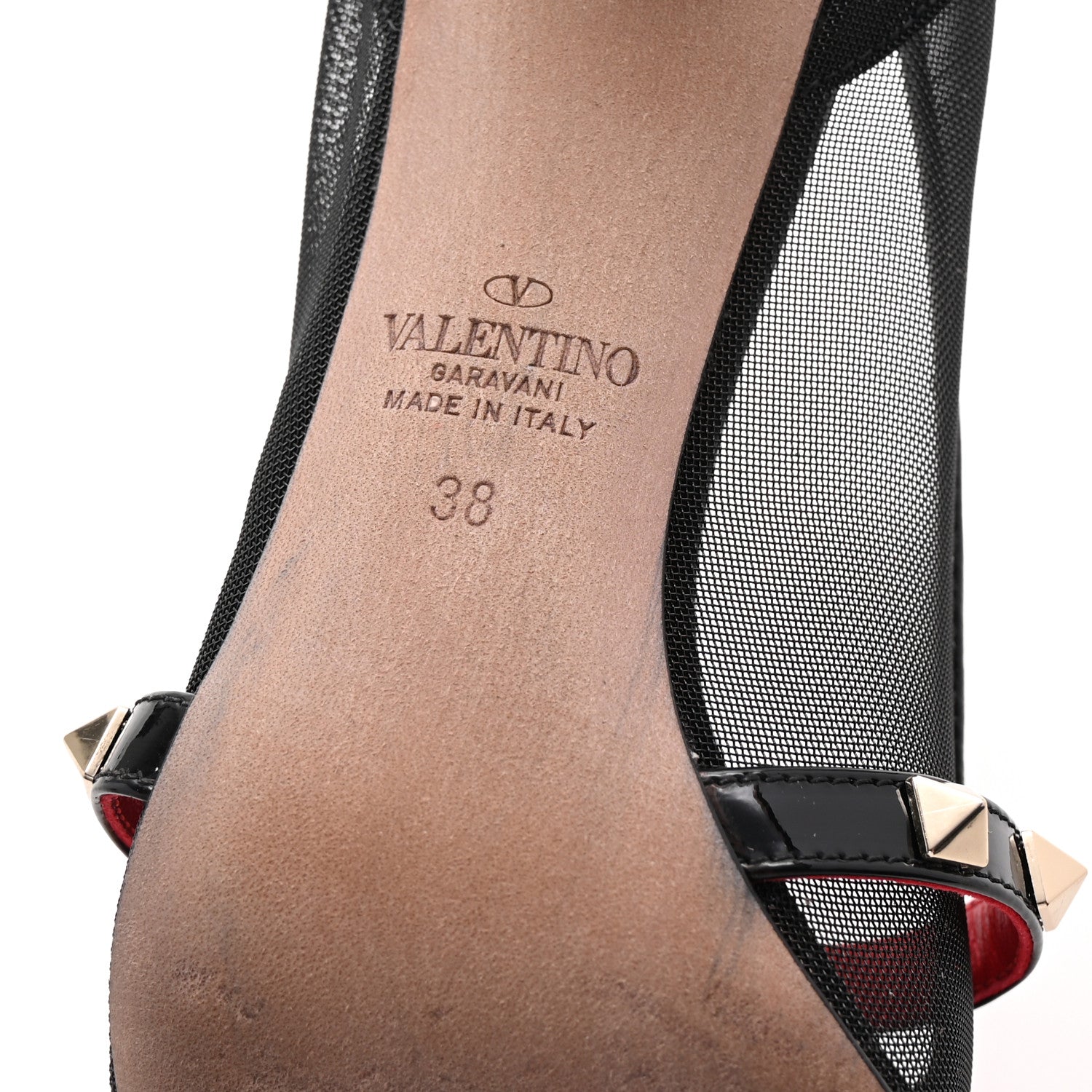 Valentino Garavani Mesh Patent Rockstud Alcove 100mm Pumps 38 Black 7 of 9
